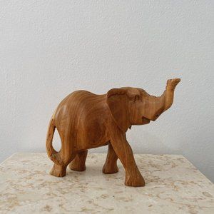 VTG Hand Carved Wood Elephant Statue